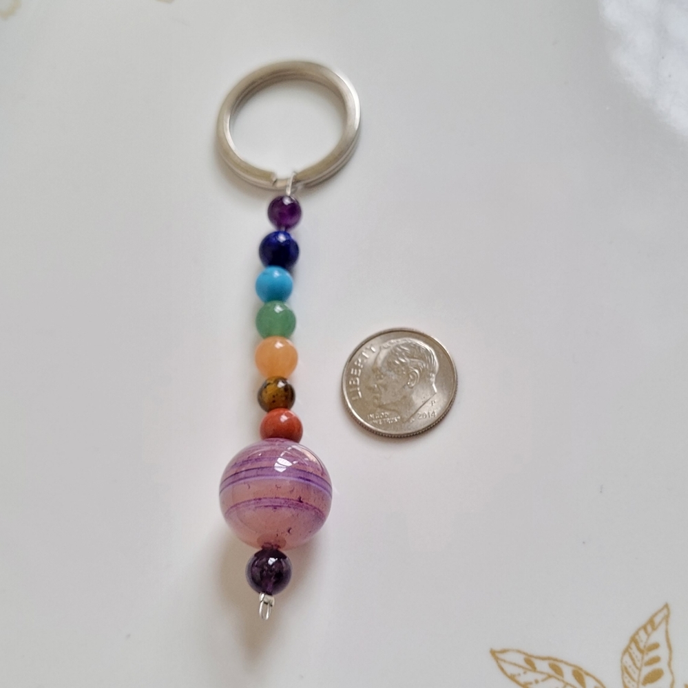 Purple Agate Dangle Key Ring Purse Charm NWT - Picture 3 of 4